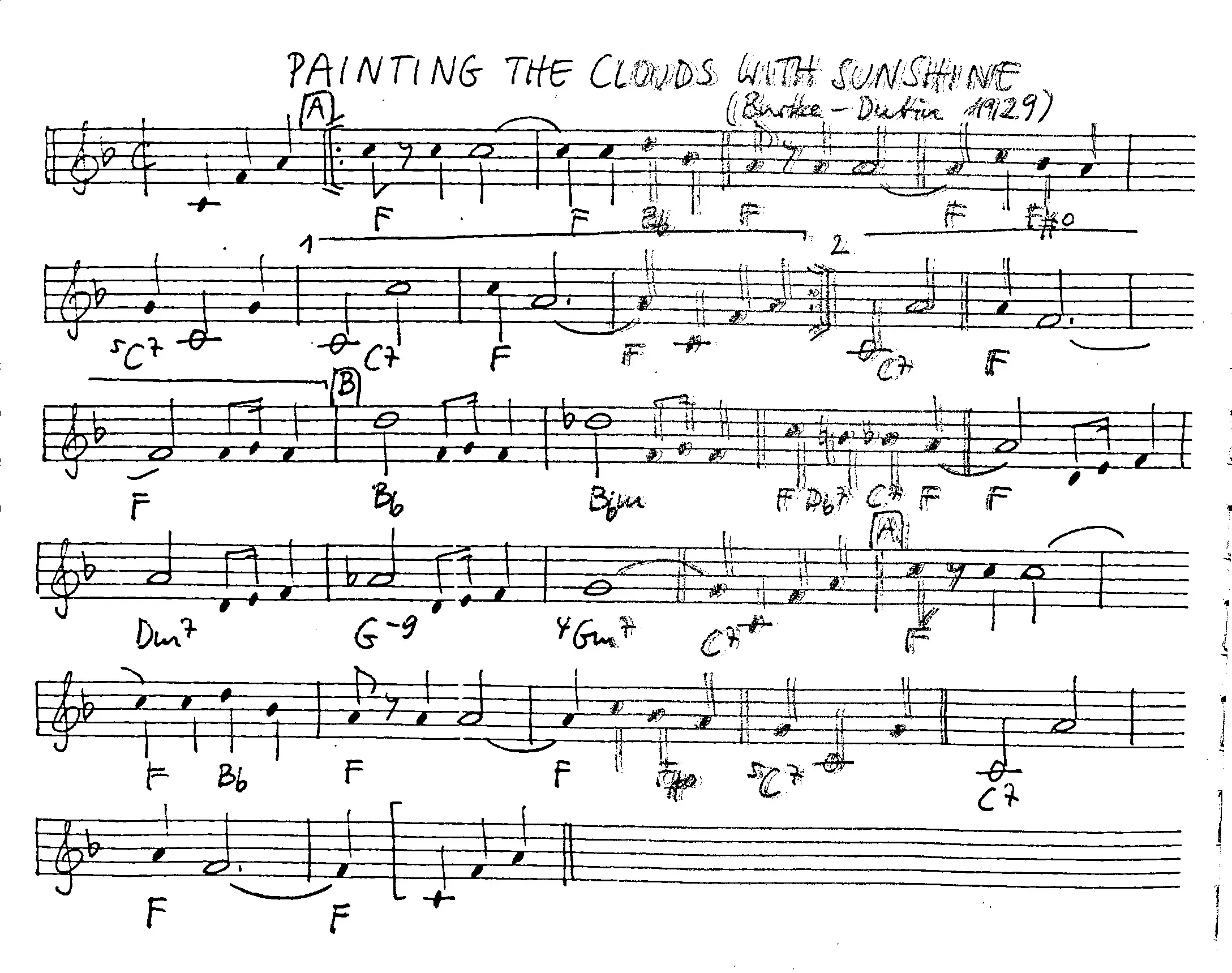 painting the clouds with sunshine free jazz leadsheet - Courtesy of the Jungle Jazz Band
